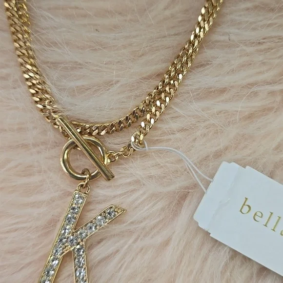 "K" Initial Necklace| Gold | NWT | Bella*Jack| Wear Two Ways Necklace​ - Picture 4 of 11